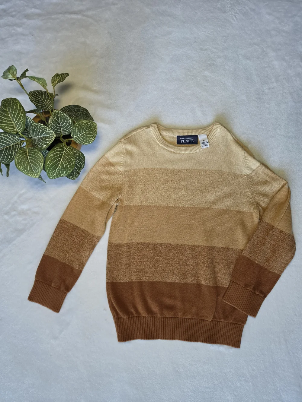 The Children's Place Cream, Tan and Brown Striped Knit Sweater
